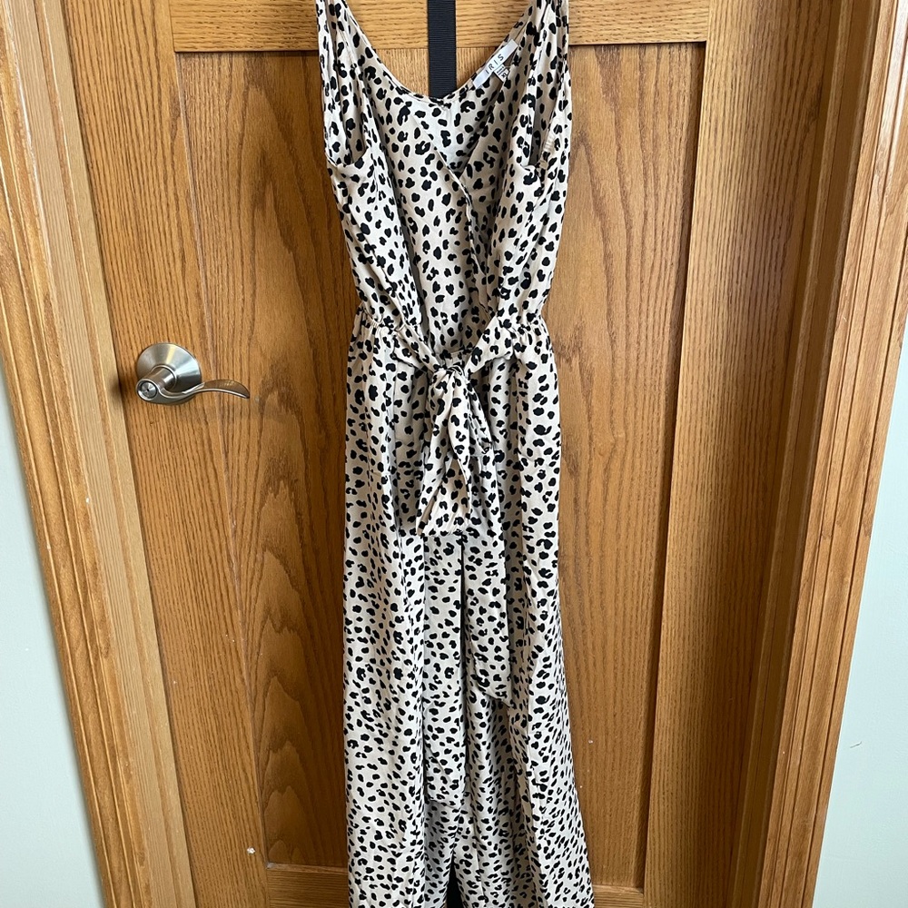 Leopard Tie Waist Jumpsuit